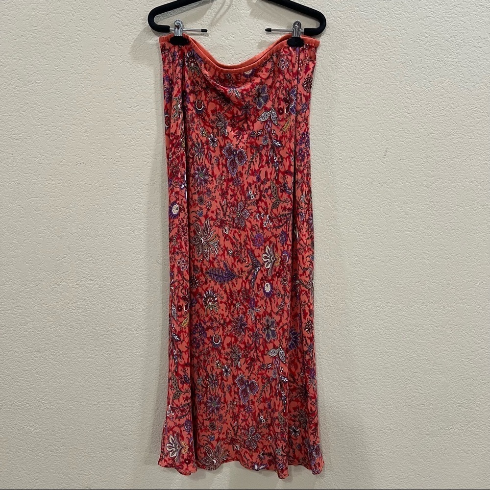 Y2K LinQ Los Angeles Women's Ruched Floral 100% Silk Set Sz L Boho Cottagecore - Picture 4 of 10